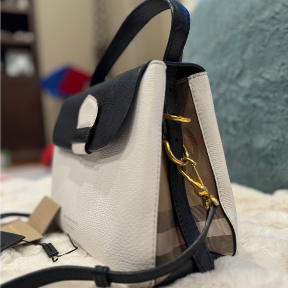 Camberley Derby Small Leather Tote Bag, White/Black - Picture 3 of 14